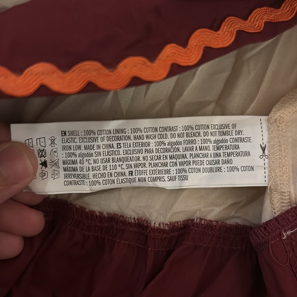 English Factory Colorblock Rickrack Trim Puff Sleeve Top SZ M NWT - Picture 6 of 6